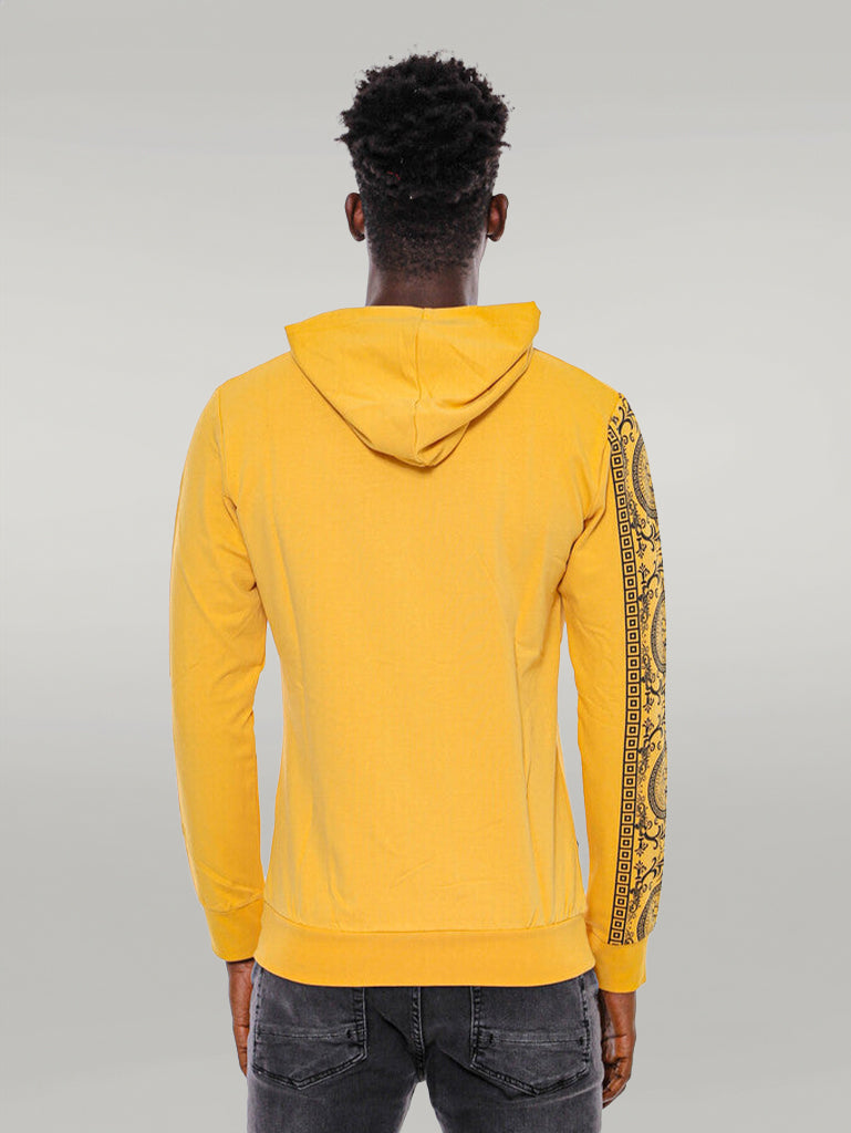 Sweat Jaune Zippé à Capuche à Motifs - Wessi