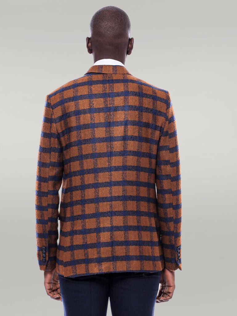 Checked Tawny Slim-Fit Blazer - Wessi