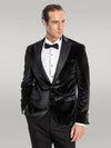 Velvet Slim Fit Black Men Prom Blazer - Wessi