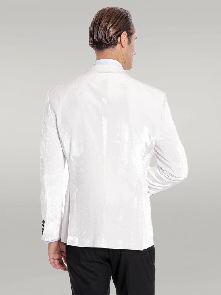 Velvet Slim Fit White Men Prom Blazer - Wessi