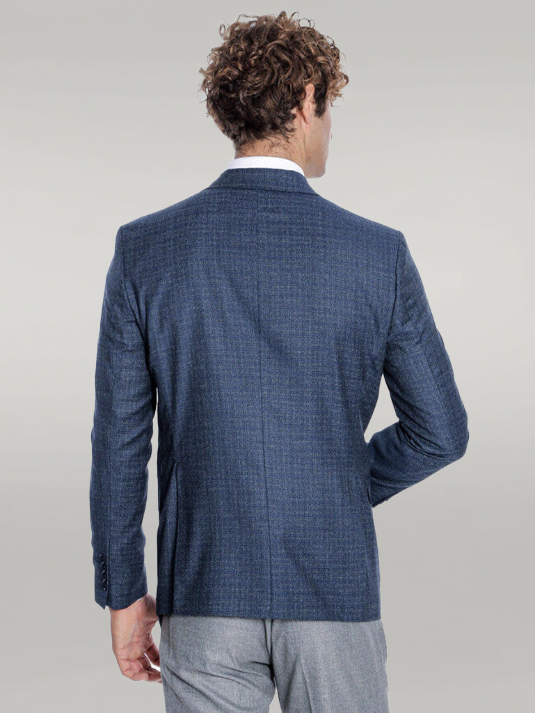 Blazer Hombre Estampado Solapa Ancha Azul Marino - Wessi