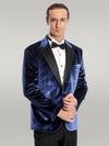 Velvet Slim Fit Blue Men Prom Blazer - Wessi