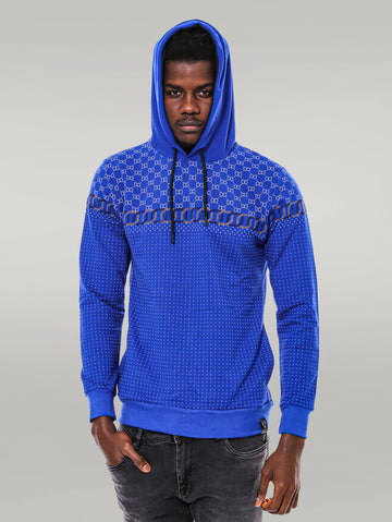 Patterned Slim Fit Indigo Blue Sweatshirt - Wessi