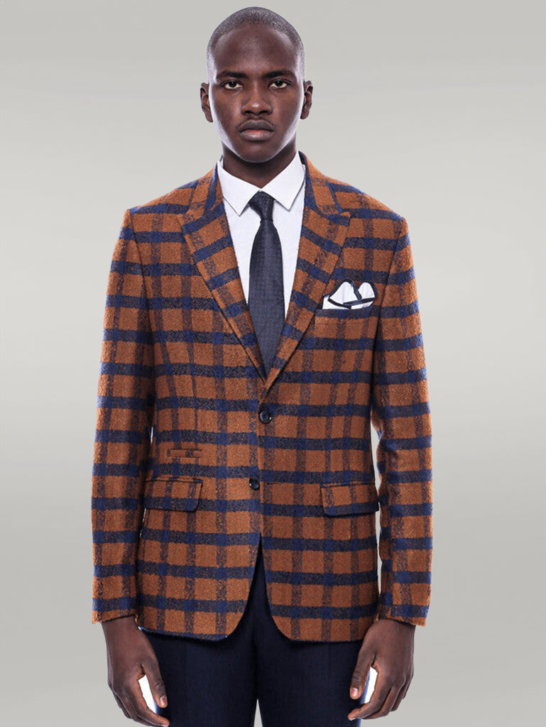 Checked Tawny Slim-Fit Blazer - Wessi