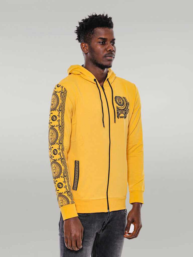 Sweat Jaune Zippé à Capuche à Motifs - Wessi