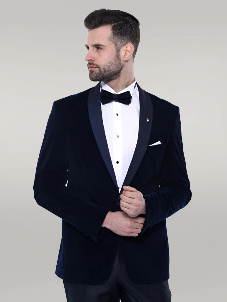 Navy blue velvet jacket best sale