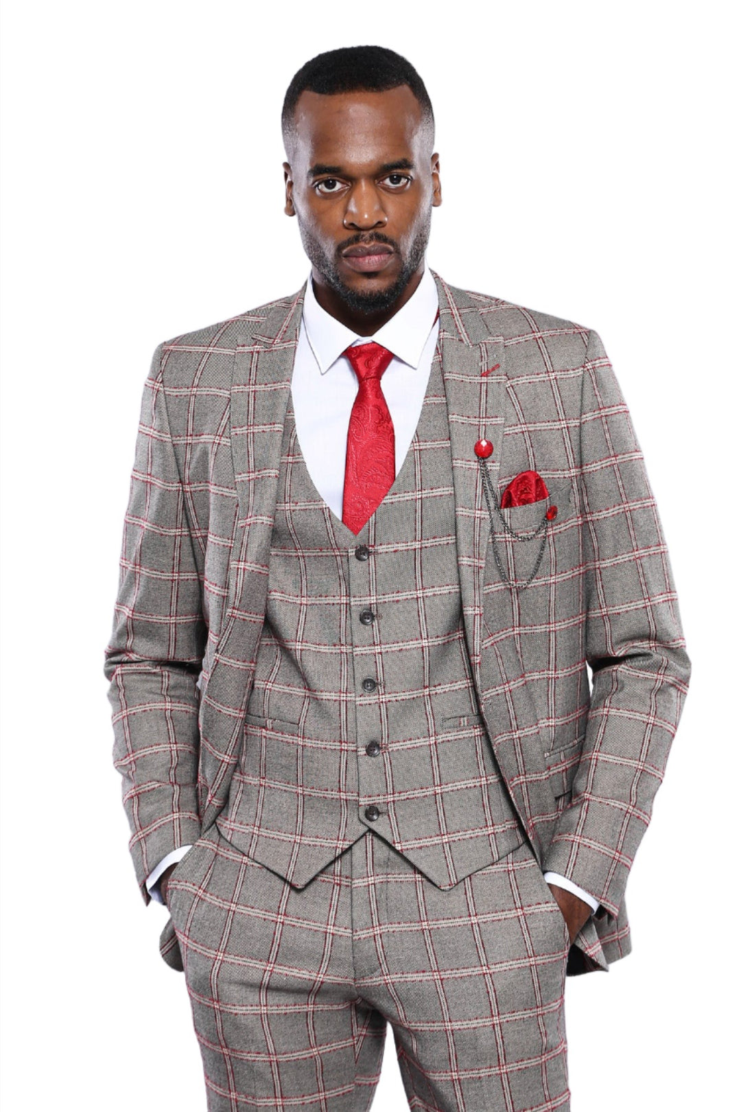 Checked Slim-Fit Grey Men Blazer - Wessi