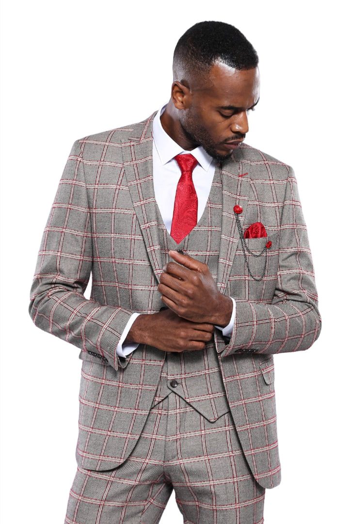 Blazer Hombre Cuadros Slim Fit Gris - Wessi