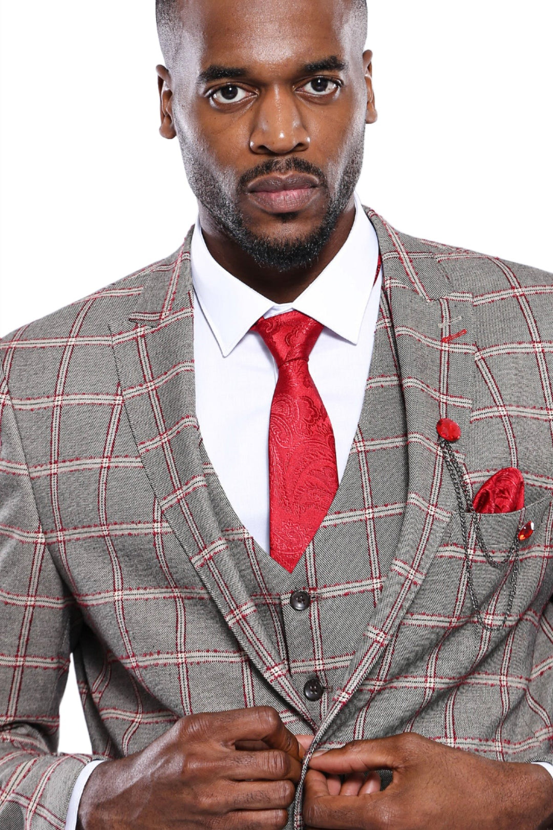 Checked Slim-Fit Grey Men Blazer - Wessi