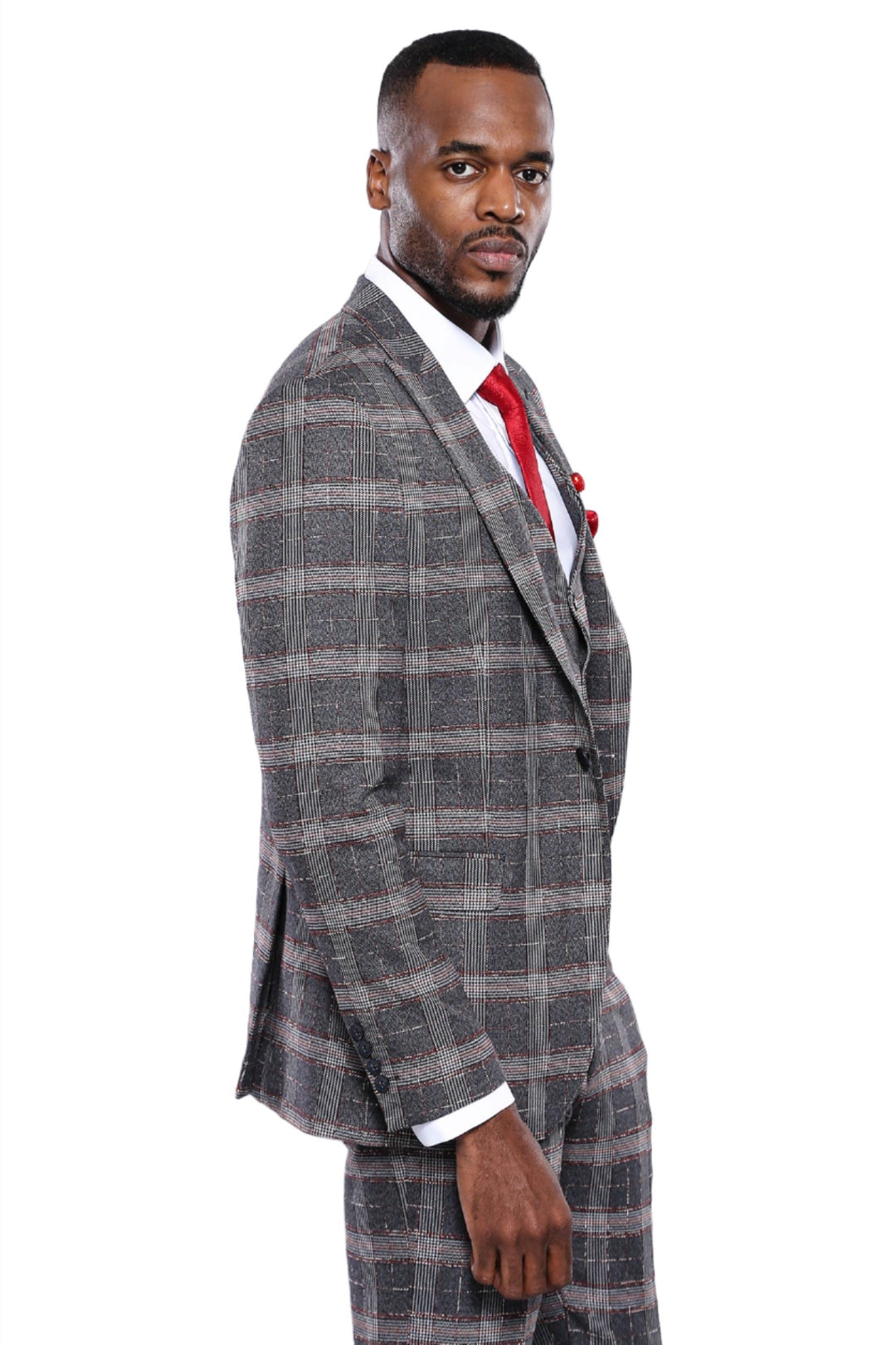 Blazer Hombre Cuadros Slim Fit Gris - Wessi