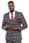 Blazer Hombre Cuadros Slim Fit Gris - Wessi