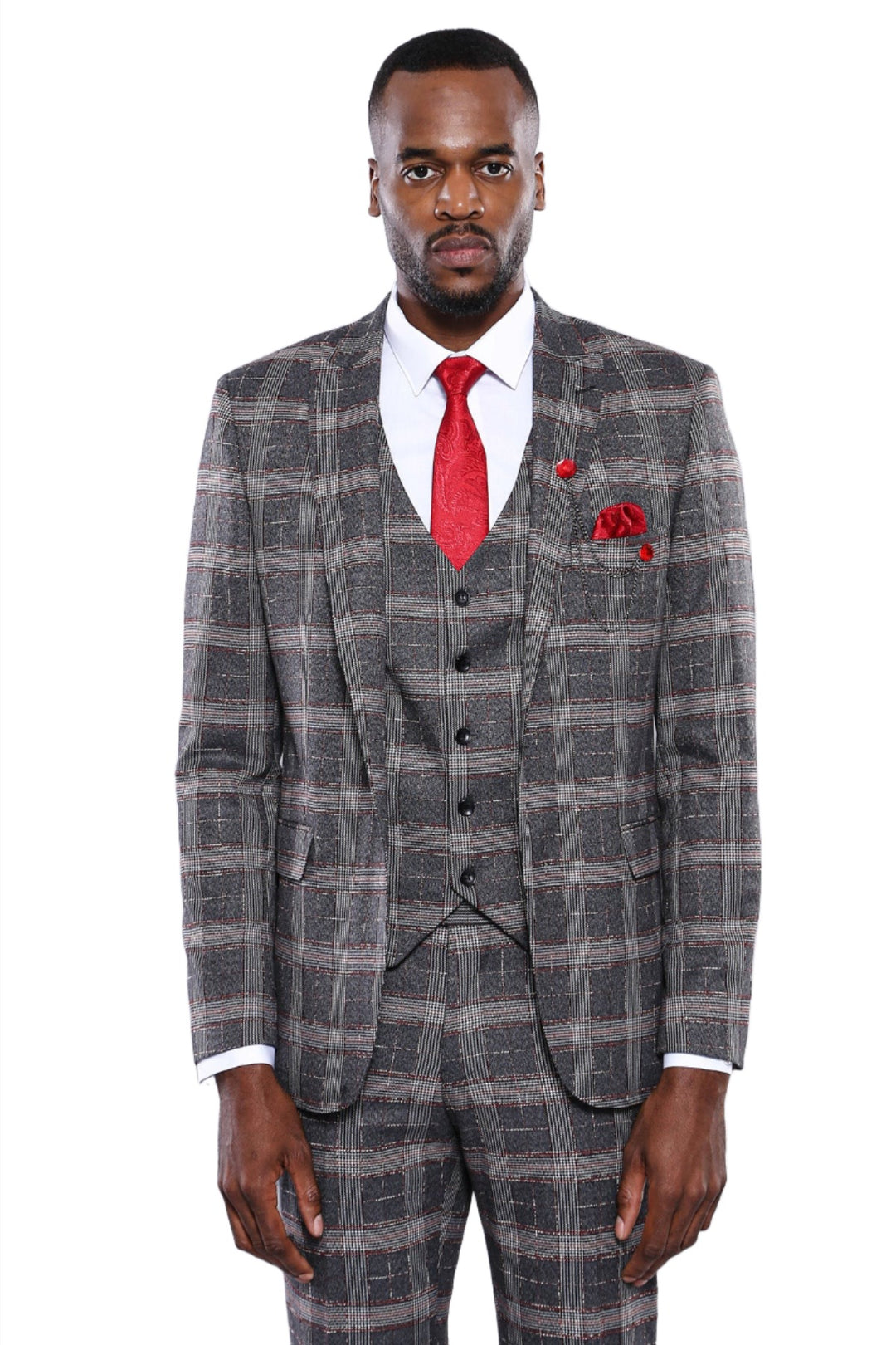 Blazer Hombre Cuadros Slim Fit Gris - Wessi