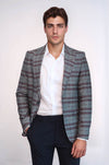 Blazer Hombre Slim Fit Cuadros Burdeos - Wessi