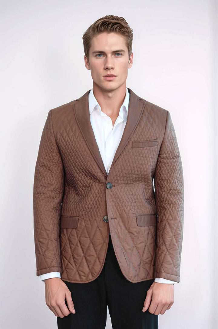 Veste manteau matelassée 3 poches 2 boutons Tan manteau court-Wessi