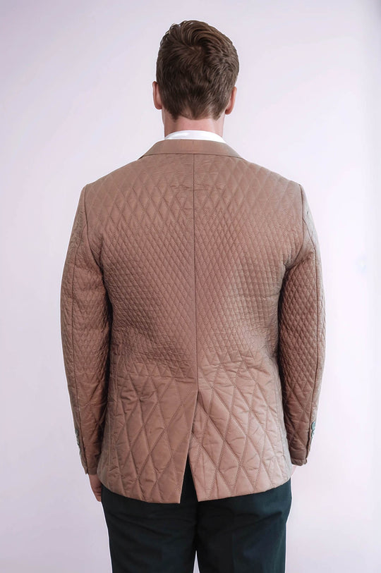 Стеганая куртка с 3 карманами и 2 пуговицами Светло-коричневое короткое пальто-Wessi