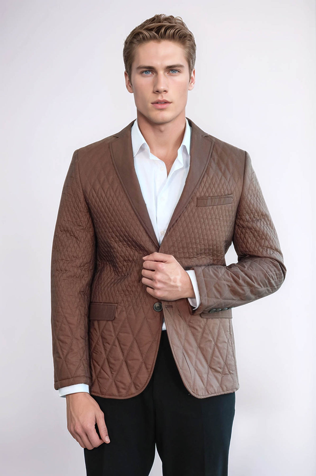 Veste manteau matelassée 3 poches 2 boutons Tan manteau court-Wessi