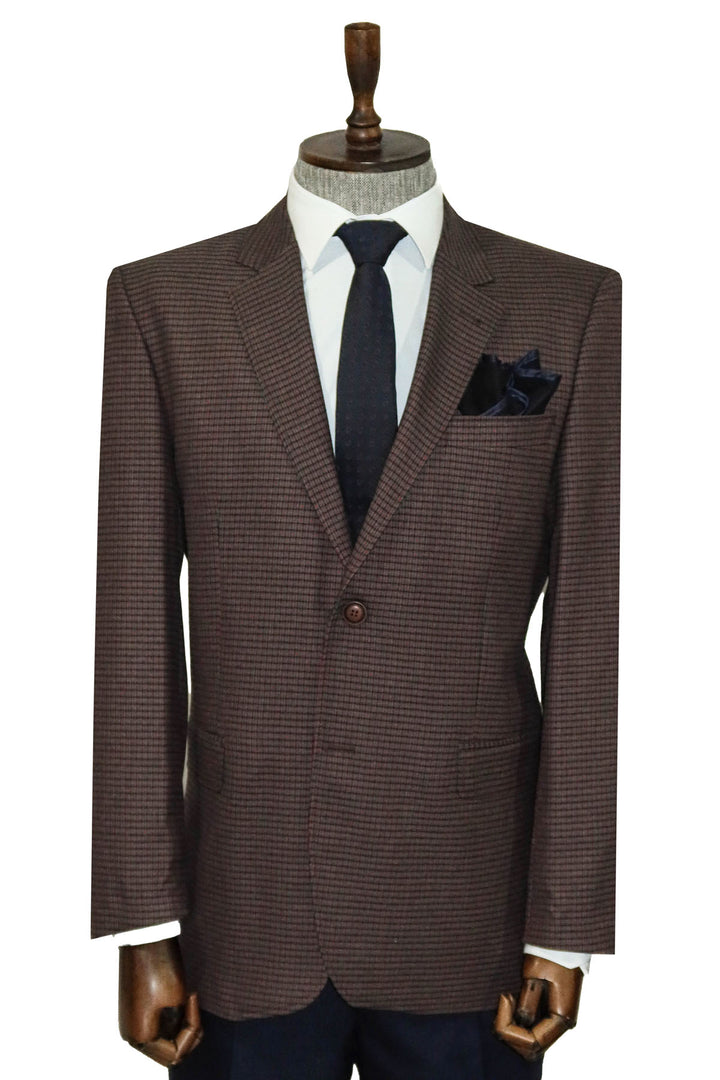 4 Drop Checkered Burgundy Jacket-Wessi