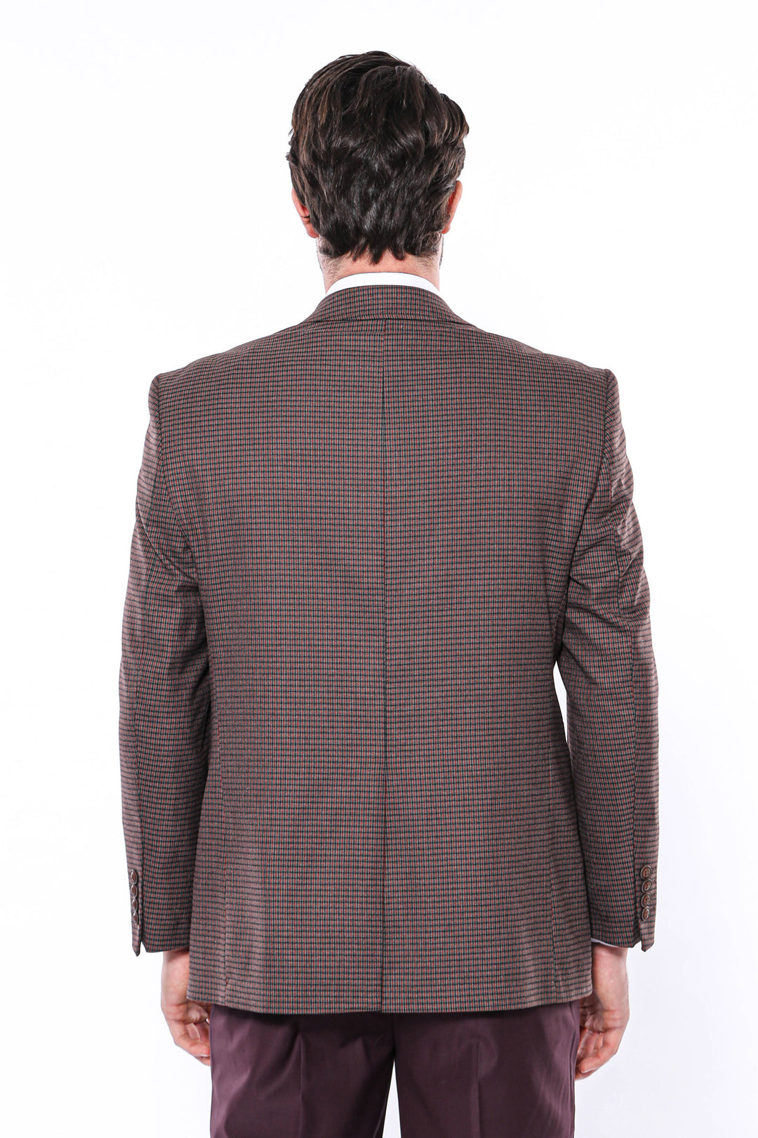 4 Drop Checkered Burgundy Jacket-Wessi