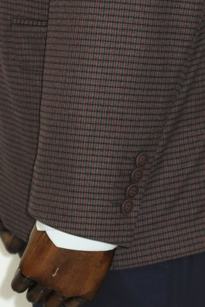 4 Drop Checkered Burgundy Jacket-Wessi