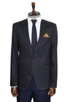 Single Button Cotton Mono Lapel Navy Blue Jacket-Wessi