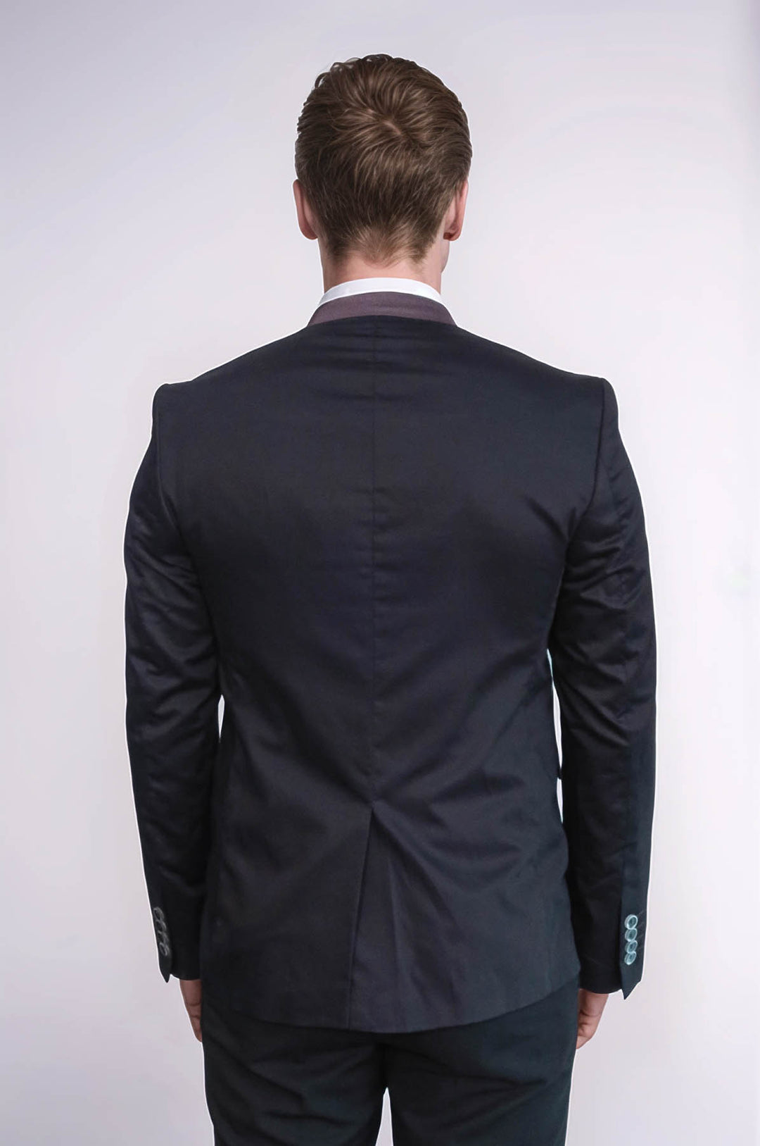 Single Button Standing Collar Black Men Blazer - Wessi