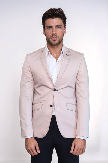 Patched Light Beige Blazer - Wessi