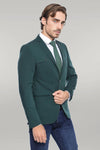 Chaqueta verde con solapa mono y botones dobles en el hombro-Wessi