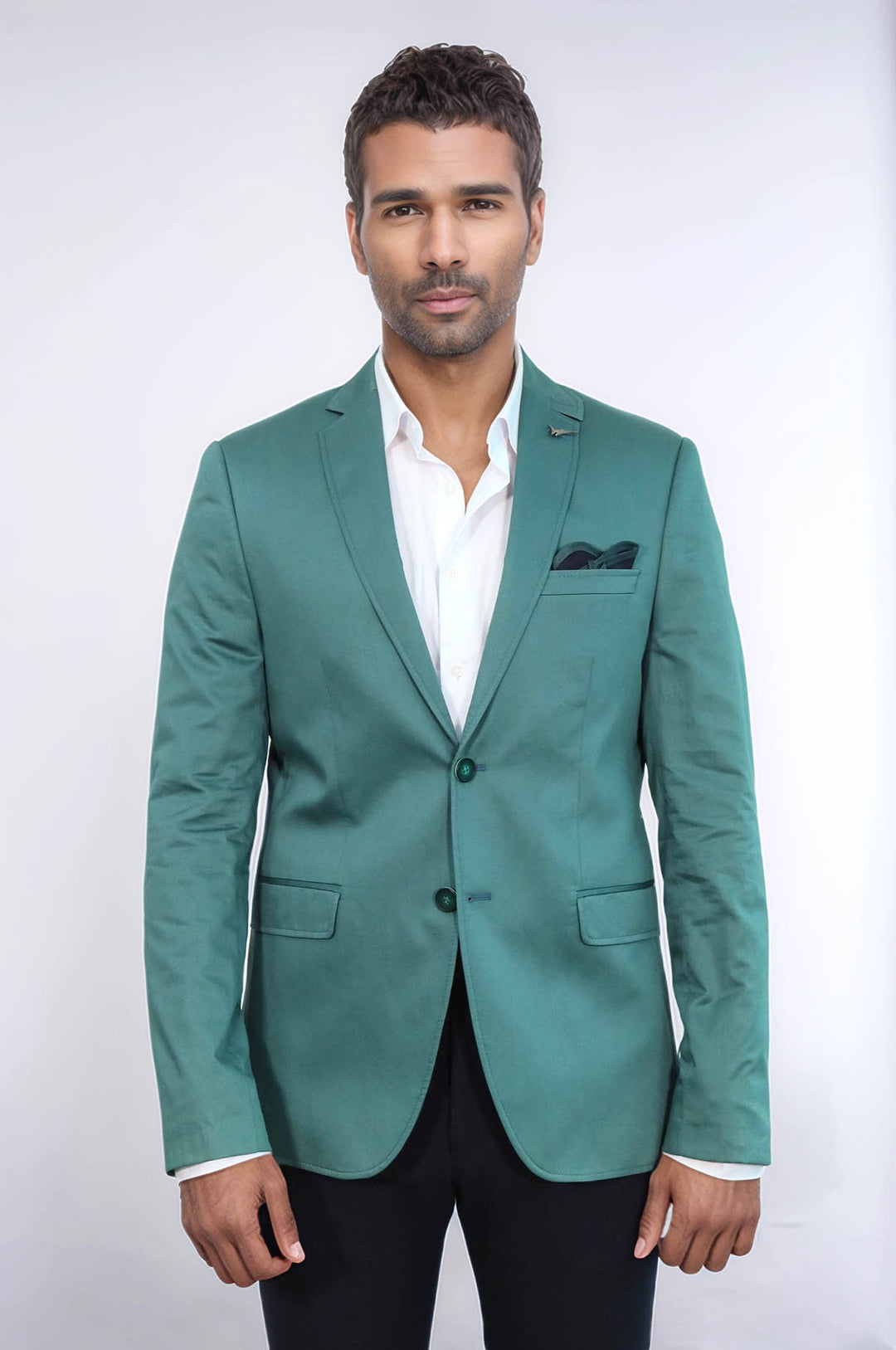 Blazer vert en coton modelé - Wessi