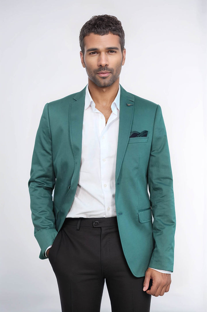 Blazer vert en coton modelé - Wessi