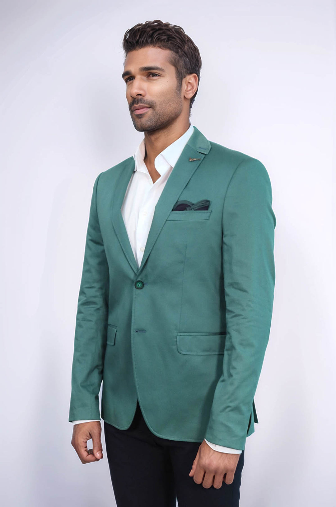 Blazer vert en coton modelé - Wessi