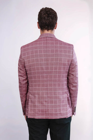 Single Button Wide Pointed Collar Burgundy Blazer - Wessi