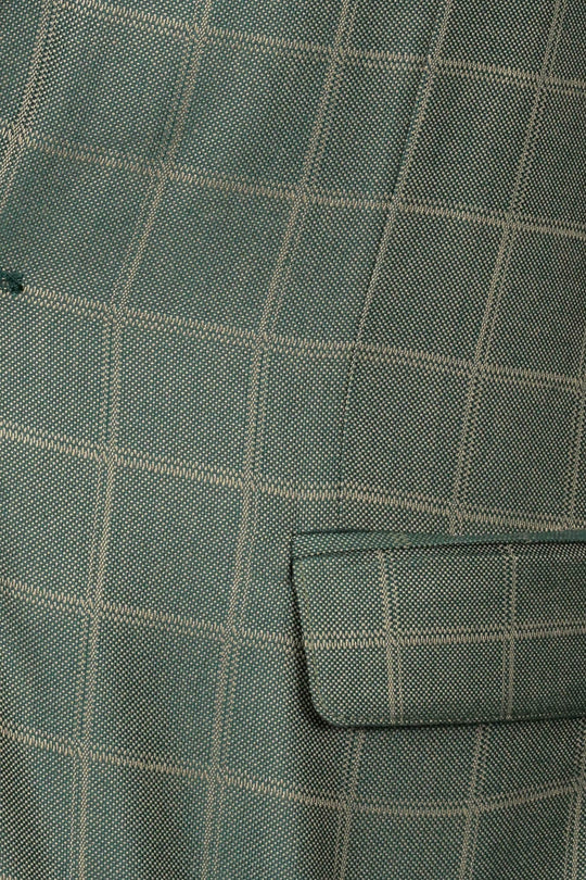 Single Button Wide Pointed Collar Green Blazer - Wessi