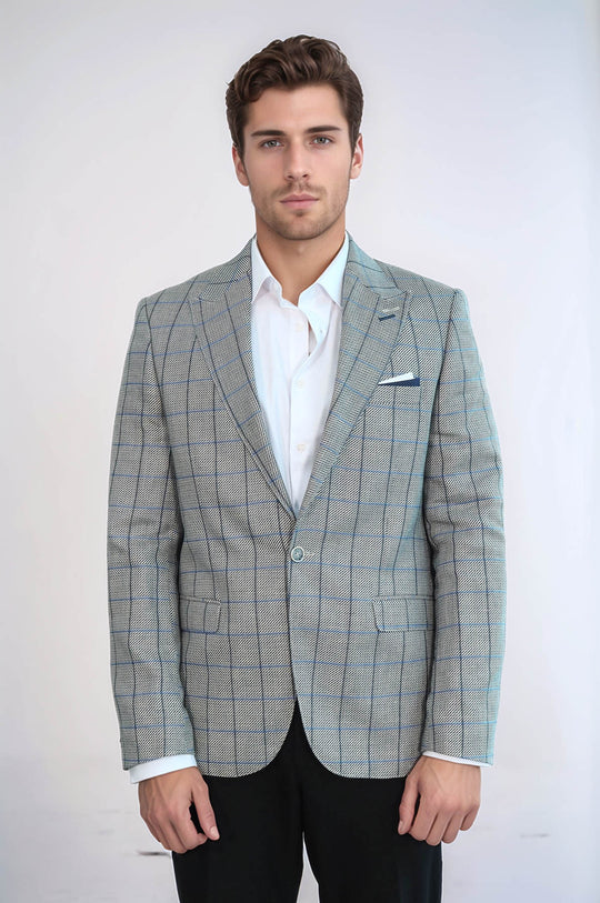 Blazer azzurro con colletto a punta e bottone singolo - Wessi