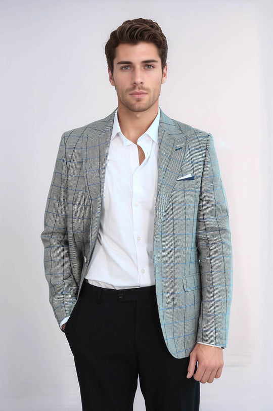 Blazer azzurro con colletto a punta e bottone singolo - Wessi