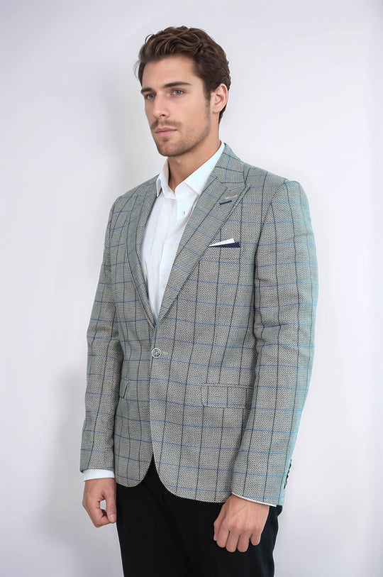 Blazer azzurro con colletto a punta e bottone singolo - Wessi