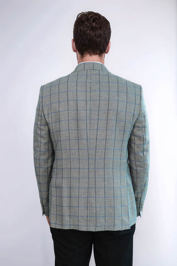 Blazer azzurro con colletto a punta e bottone singolo - Wessi