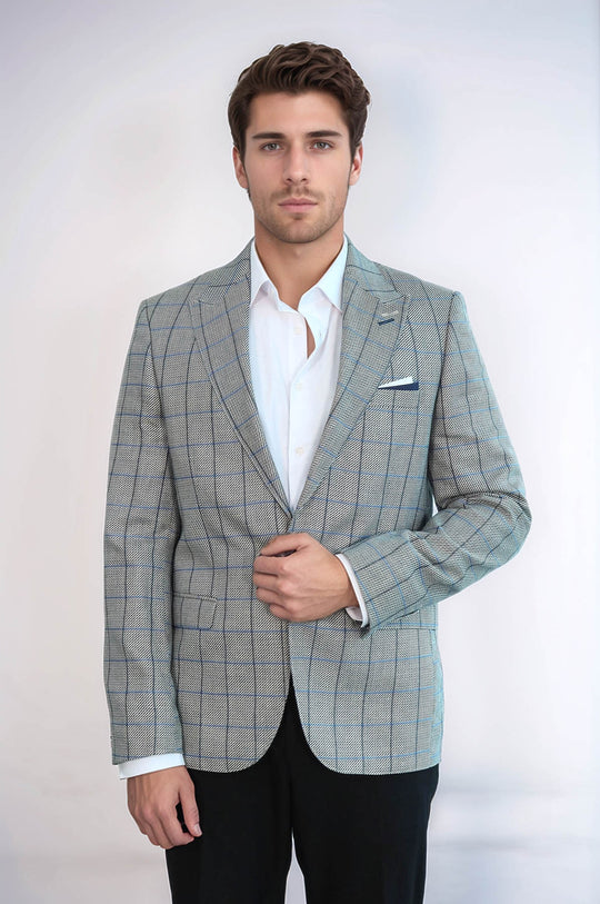 Blazer azzurro con colletto a punta e bottone singolo - Wessi