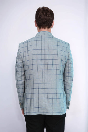 سترة زرقاء فاتحة بياقة مدببة بزر واحد - ويسي