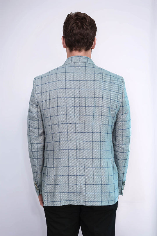 سترة زرقاء فاتحة بياقة مدببة بزر واحد - ويسي