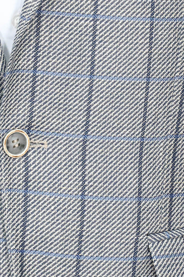 Single Button Pointed Collar Grey Blazer - Wessi