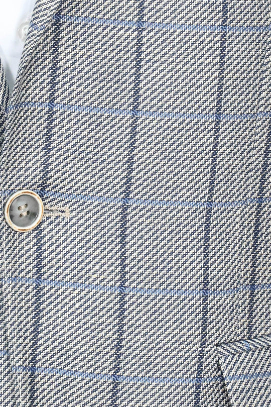 Single Button Pointed Collar Grey Blazer - Wessi