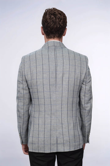 Single Button Pointed Collar Grey Blazer - Wessi