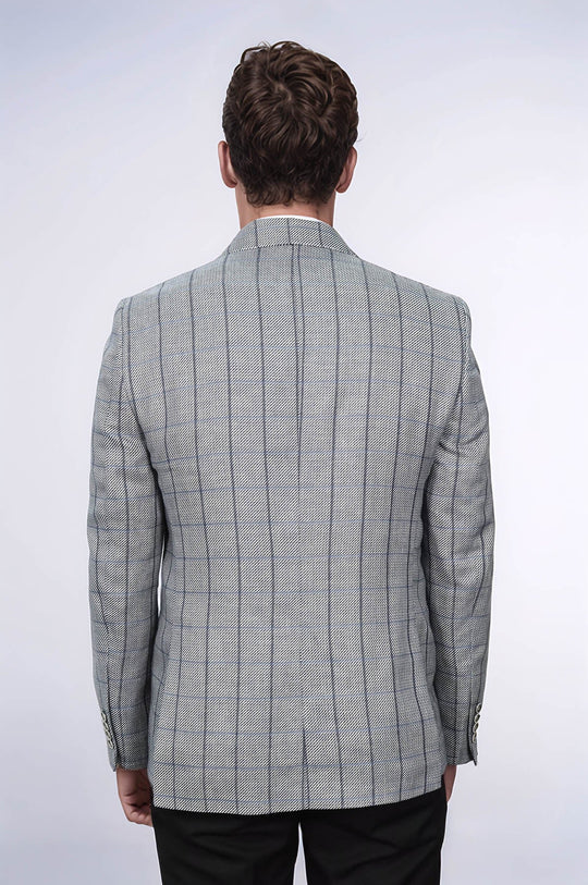 Single Button Pointed Collar Grey Blazer - Wessi