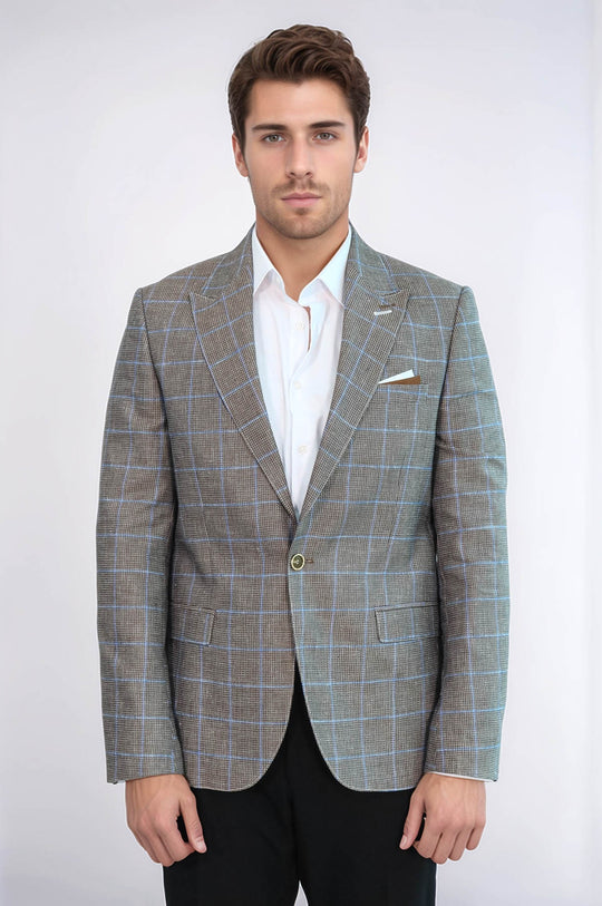 Blazer Marron à Col Pointu à Un Bouton - Wessi