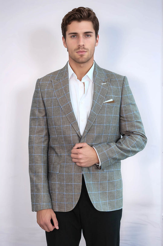 Blazer Marron à Col Pointu à Un Bouton - Wessi