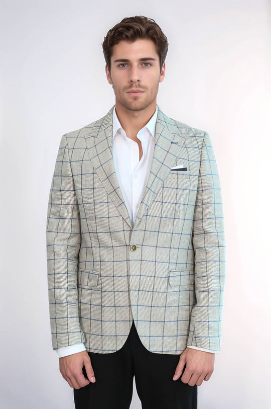 Single Button Pointed Collar Beige Blazer - Wessi