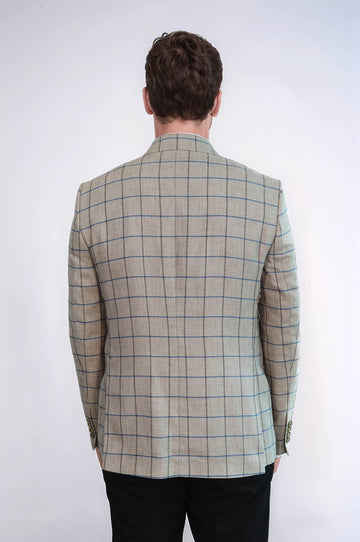 Single Button Pointed Collar Beige Blazer - Wessi