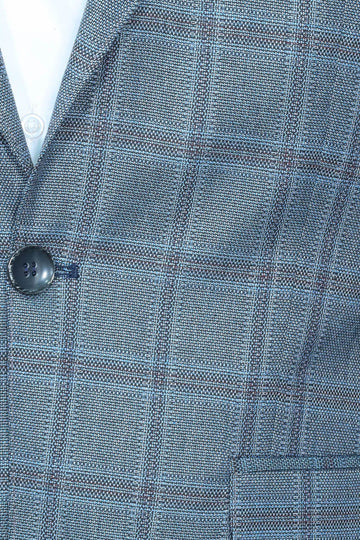 Grey Checked Men's Slim Fit Blazer - Wessi