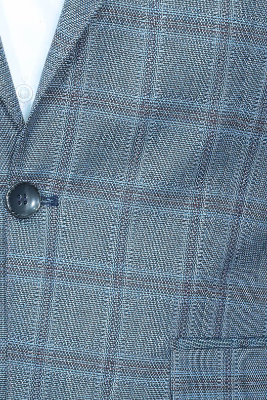 Grey Checked Men's Slim Fit Blazer - Wessi