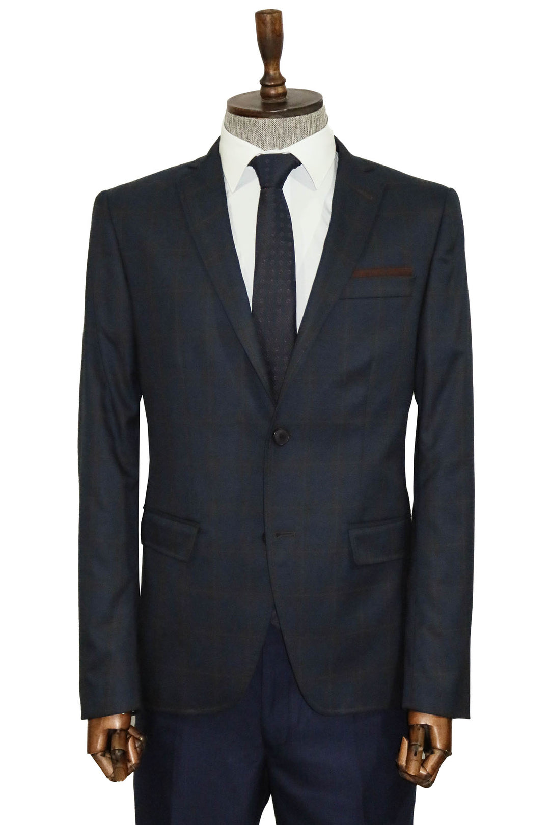 Plaid Navy Blue Jacket with Handkerchief - Wessi